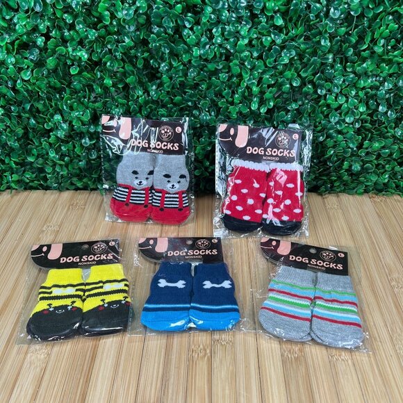 NWT Joyspet 5 Set of 4 pc Dog Socks Sz Large Nonskid Prevent Feet Burn - Picture 1 of 8